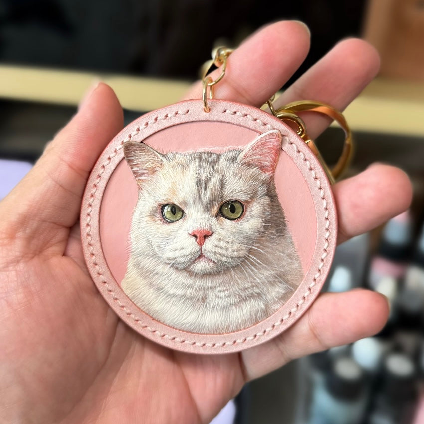 Custom Handmade Leather-Carved Pet Tag Pendant (6-8cm)