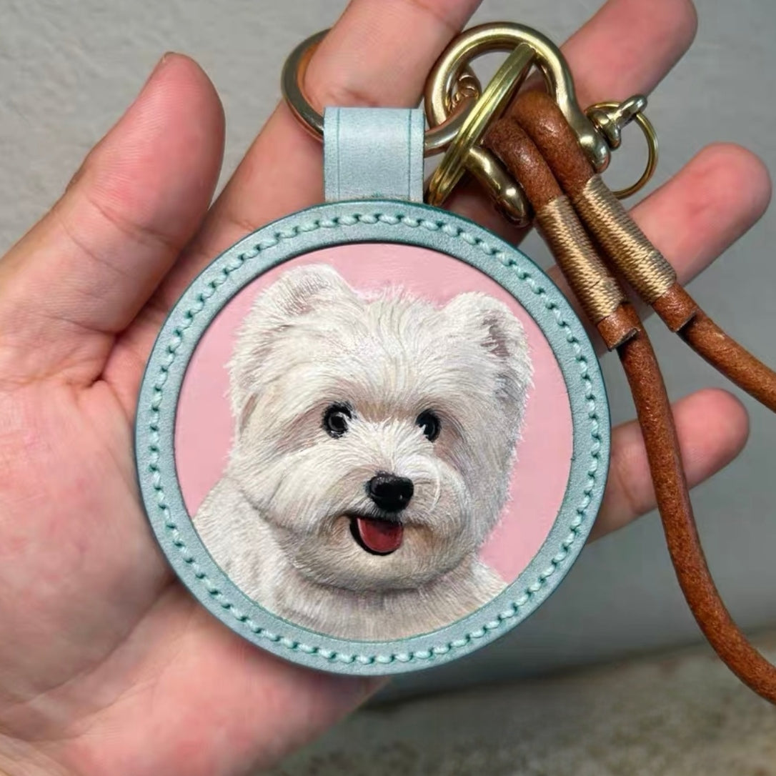 Custom Handmade Leather-Carved Pet Tag Pendant (6-8cm)